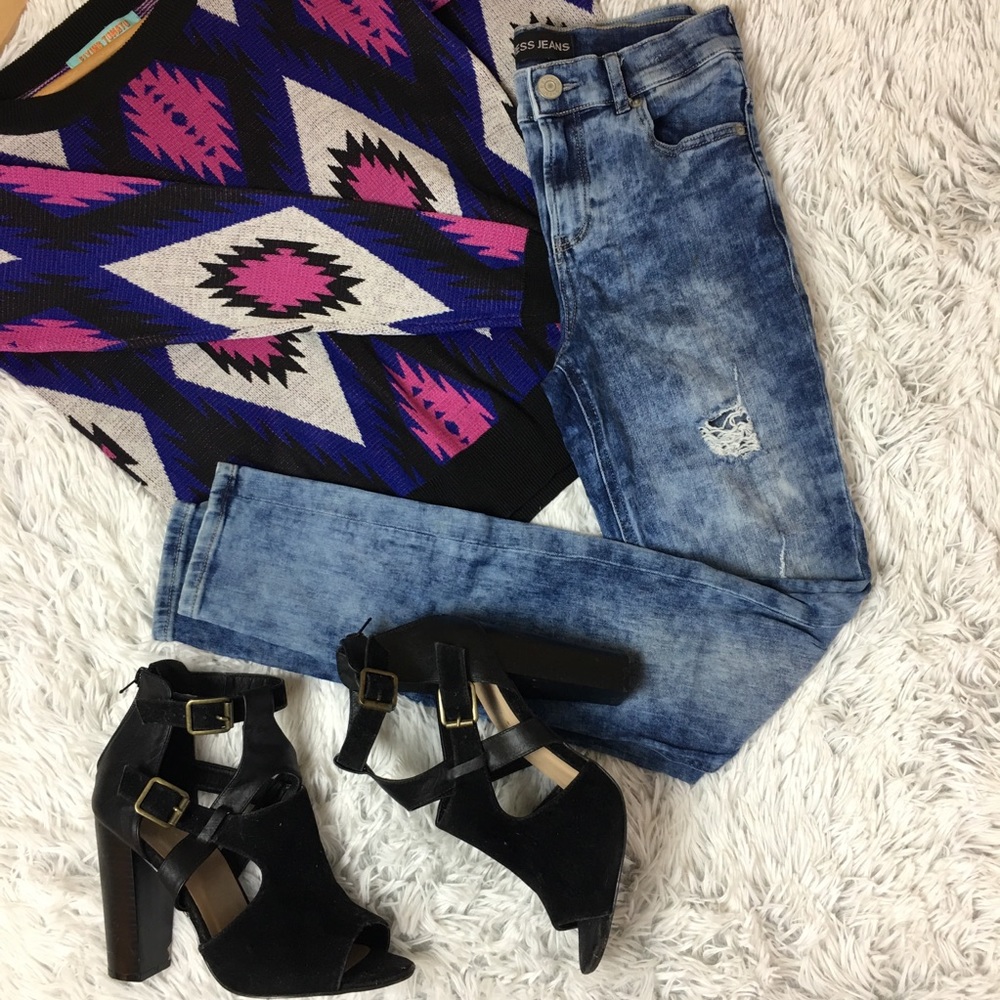 Express Jeans High Waist Skinny Jeans 2 Distressed